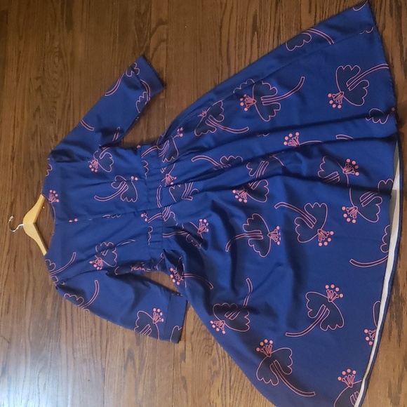 Women's Floral Evening Flare Vintage Midi Dress 3/4 Sleeve with Pockets - Picture 8 of 15